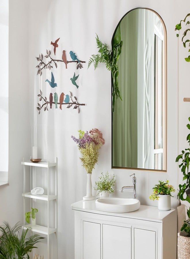 Walasis Metal Bird Wall Decor - Outdoor Birds on Tree Branch Decorative Wall Art Farmhouse Rustic Wall Sculpture Bird Ornament Hanging for Living Room Bathroom Kitchen Set of 5 - Image 3
